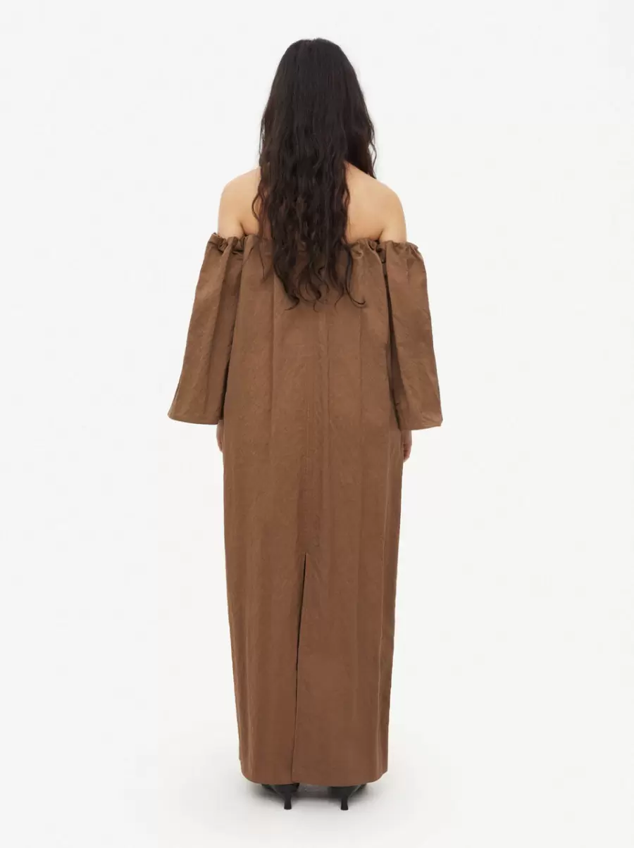 Warm Brown Kjoler Kvinder Aia Off-The-Shoulder Kjole By Malene Birger - 1