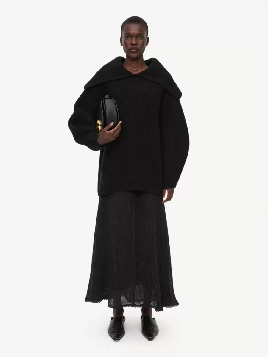 Strik By Malene Birger Black Kvinder Fevila Oversize Sweater