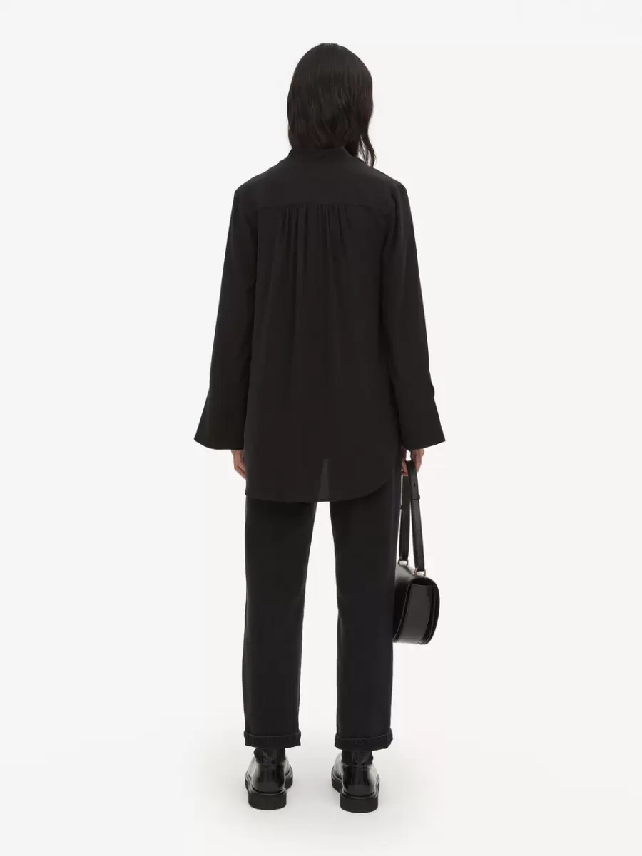 Flaiy Silkeskjorte By Malene Birger Kvinder Black Skjorter Og Toppe - 1