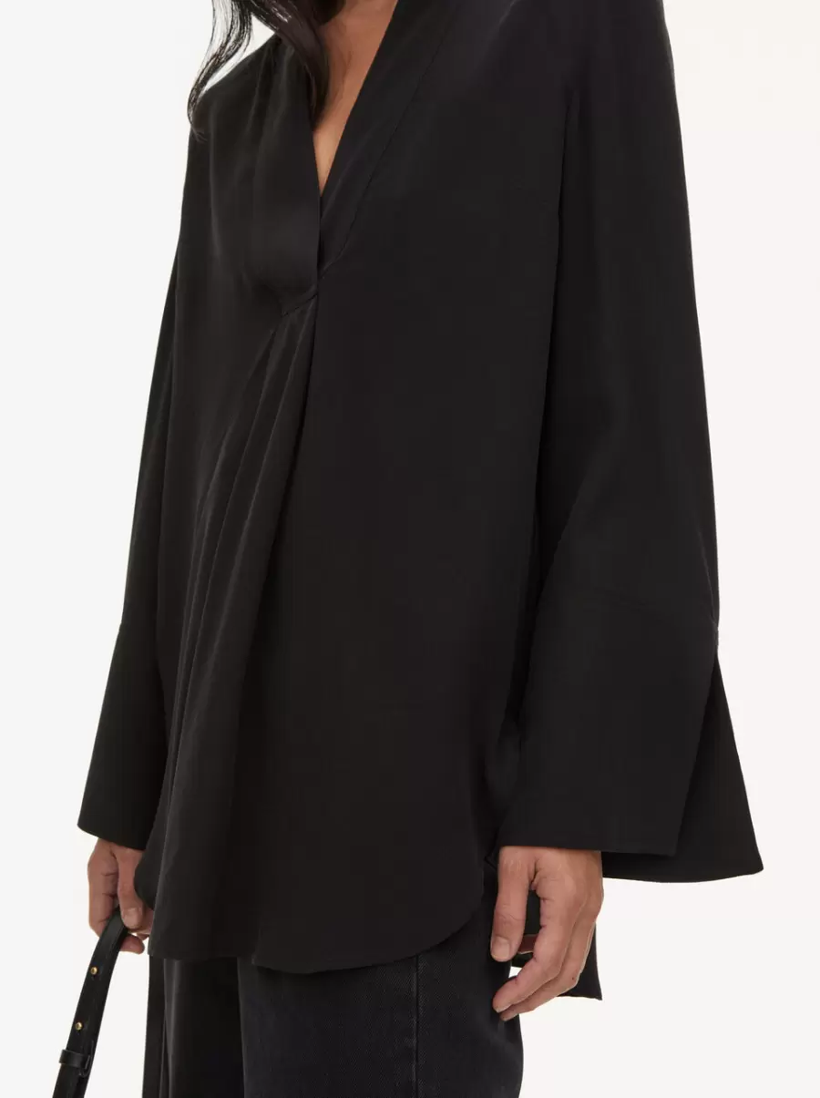 Flaiy Silkeskjorte By Malene Birger Kvinder Black Skjorter Og Toppe - 2