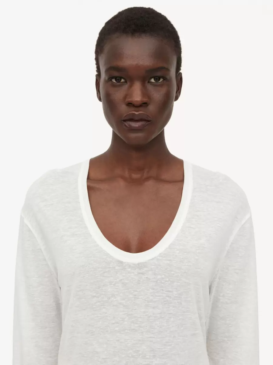 Amalou Top By Malene Birger Soft White Kvinder T-Shirts Og Sweatshirts - 2