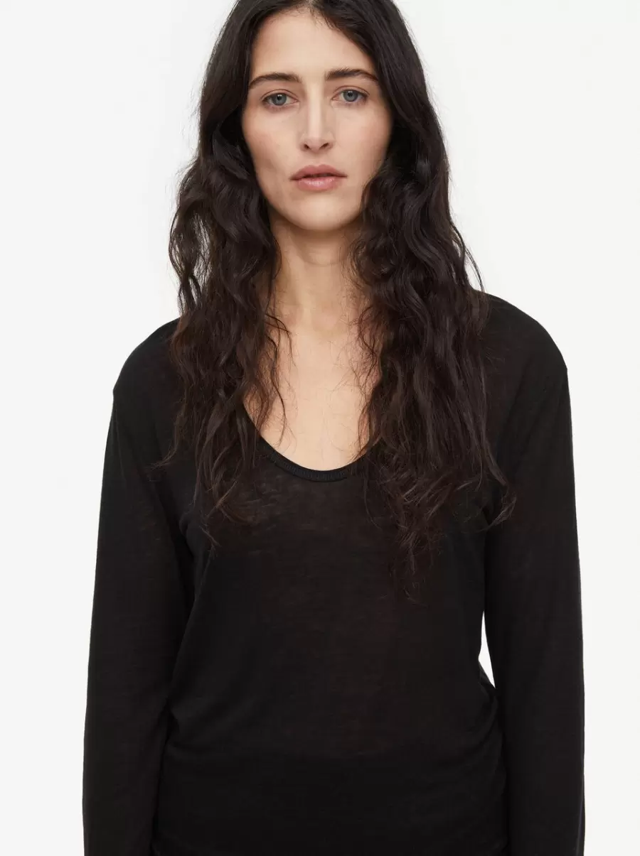 Black T-Shirts Og Sweatshirts Kvinder Amalou Top By Malene Birger - 2