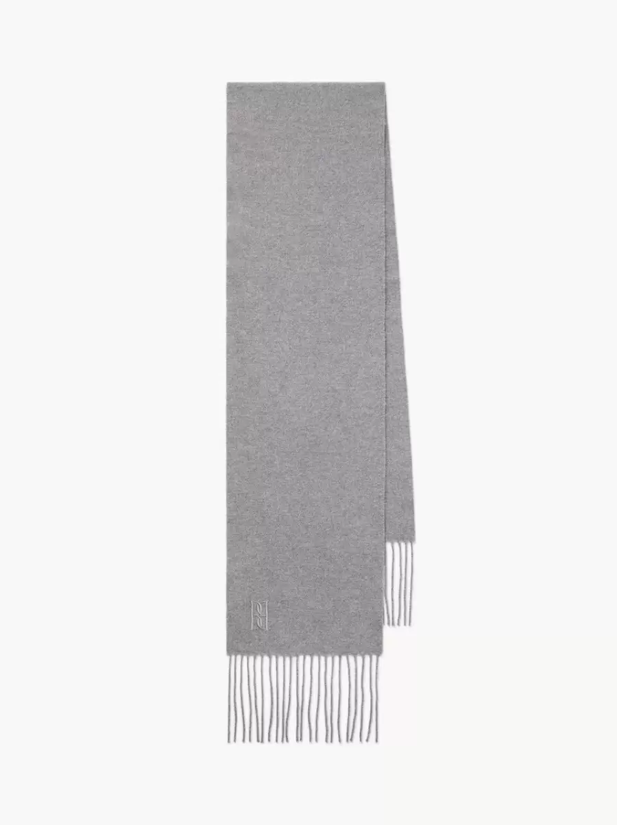 Grey Melange By Malene Birger Kvinder Fringos Uldtørklæde Tørklæder