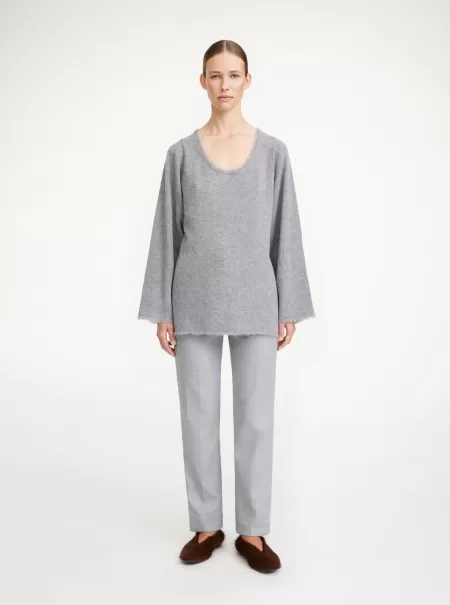 Kvinder Luise Sweater By Malene Birger Grey Melange Strik