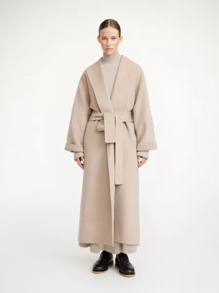 Grey Brown Melange Trullem Uldfrakke By Malene Birger Jakker Og Frakker Kvinder